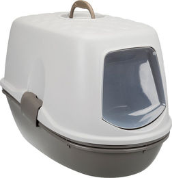 Trixie Berto Top Katzentoilette mit Haube und Trennsystem aus Kunststoff in Grau/Beige – Bild 1 von 2