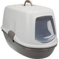 Produktbild von Trixie Berto Top Katzentoilette mit Haube und Trennsystem aus Kunststoff in Grau/Beige
