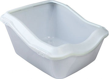 Trixie Cleany Cat Katzentoilette als offene Schalentoilette aus Kunststoff in Weiß mit Rand – Bild 1 von 2