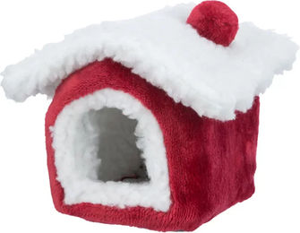Trixie Cuddly Cave Plüsch Häuschen für Mäuse und Hamster Rot Weiß 15x15x12 cm - 15 cm – Bild 1 von 2