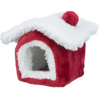 Produktbild von Trixie Cuddly Cave Plüsch Häuschen für Mäuse und Hamster Rot Weiß 15x15x12 cm - 15 cm
