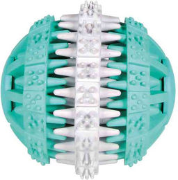 Trixie Denta Fun Ball Hundespielzeug aus Naturkautschuk zur Zahnpflege in Türkis und Weiß Ø 6 cm - 1 Stk. – Bild 1 von 3