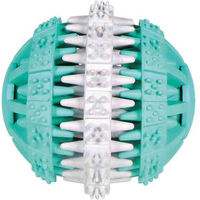 Produktbild von Trixie Denta Fun Ball Hundespielzeug aus Naturkautschuk zur Zahnpflege in Türkis und Weiß Ø 6 cm - 1 Stk.
