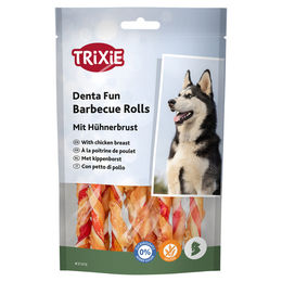 Trixie Denta Fun Barbecue Kaurollen mit Huhn und Rind für kleine und mittlere Hunde, glutenfrei, 80 g - 10 x 80 g – Bild 1 von 6