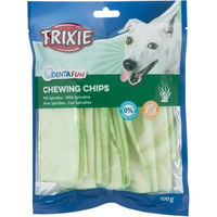 Produktbild von Trixie Denta Fun Kauchips mit Spirulina und Rind zur Zahnpflege für Hunde glutenfrei und ohne Zucker 100 g - 6 x 100 g
