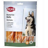 Produktbild von Trixie Denta Fun Kaurollen Huhn und Rind Zahnpflege-Snack für Hunde glutenfrei 240 g - 30 x 8 g