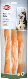Trixie Denta Fun Zahnpflege-Snack Kaurollen Huhn und Rind glutenfrei und ohne Zucker 250 g - 3 x 83,33 g – Bild 1 von 12