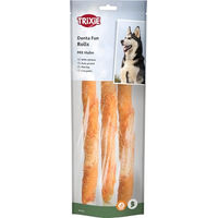 Produktbild von Trixie Denta Fun Zahnpflege-Snack Kaurollen Huhn und Rind glutenfrei und ohne Zucker 250 g - 3 x 83,33 g