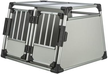 Trixie Doppel-Transportbox Aluminium für Hunde Riesenrassen M-L Silber Grau – Bild 1 von 13