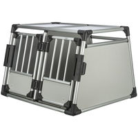 Produktbild von Trixie Doppel-Transportbox Aluminium für Hunde Riesenrassen M-L Silber Grau