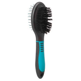 Trixie Doppelseitige Hundebürste für alle Felltypen mit Nylon- und Metallborsten in Schwarz Blau Türkis – Bild 1 von 7