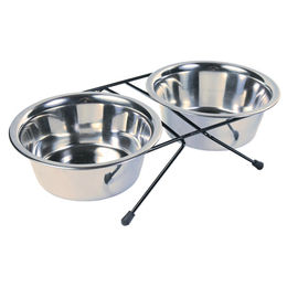 Trixie Eat on Feet Erhöhter Napf aus Edelstahl in Schwarz und Silber - 2 x 0,75 l – Bild 1 von 1