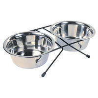 Produktbild von Trixie Eat on Feet Erhöhter Napf aus Edelstahl in Schwarz und Silber - 2 x 0,75 l