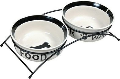 Trixie Eat on Feet Erhöhtes Napf-Set aus Keramik in Schwarz/Weiß mit 2 x 250 ml - 2 x 0,25 l – Bild 1 von 7