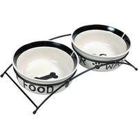 Produktbild von Trixie Eat on Feet Erhöhtes Napf-Set aus Keramik in Schwarz/Weiß mit 2 x 250 ml - 2 x 0,25 l