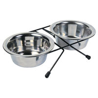 Produktbild von Trixie Eat on Feet Napf-Set aus Edelstahl für Hunde und Katzen 2 x 450 ml Durchmesser 12 cm - 2 x 0,45 l