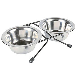 Produktbild von Trixie Eat on Feet Napf-Set aus Edelstahl in Silber mit 2 x 0,2 l - 2 x 0,2 l