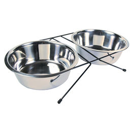 Trixie Eat on Feet Napf Set aus Edelstahl mit Erhöhung in Schwarz und Silber Durchmesser 24 cm - 2 x 2,8 l – Bild 1 von 3