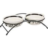Produktbild von Trixie Eat-on-Feet Napf-Set aus Keramik mit Ständer Weiß Schwarz 2 x 2,6 l - 2 x 2,6 l