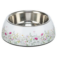 Produktbild von Trixie Edelstahlnapf Mini Blumen-Motiv weiß bunt 0,2 l
