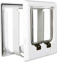 Trixie elektromagnetische 4-Wege-Katzenklappe Freilauftür aus Kunststoff weiß 21,1 x 24,4 cm – Bild 1 von 13