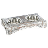 Produktbild von Trixie Erhöhter Napf aus Holz in Weiß Maße 30 x 5 x 16 cm - 2 x 0,2 l