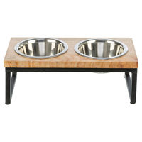 Produktbild von Trixie Erhöhter Napf aus Holz Schwarz/Braun 2 x 0,45 l für Hunde