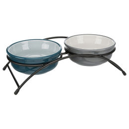 Trixie Erhöhter Napf aus Keramik für Hunde Adult Schwarz Blau Grau - 2 x 0,25 l – Bild 1 von 3