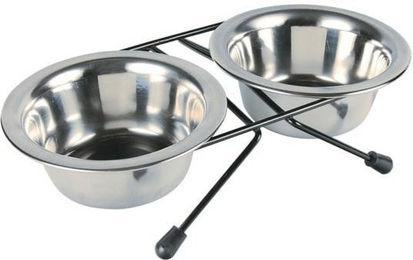 Trixie Erhöhter Napf Eat on Feet mit 2 Edelstahl Schalen in Schwarz und Silber für Hunde - 2 x 1,8 l – Bild 1 von 5