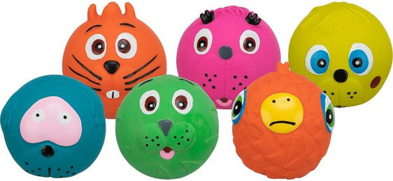Trixie Faces Hundespielzeug Latex Bälle mit Quietschefunktion 6 cm Bunt – Bild 1 von 9