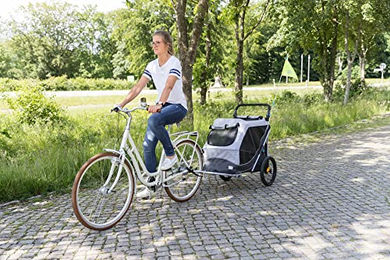 TRIXIE Fahrradanhänger für Hunde Größe M grau/schwarz wasserabweisend und faltbar – Bild 1 von 13