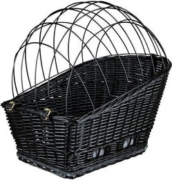 Trixie Fahrradkorb mit Gitter für Hunde kleine Rassen aus Weide und Metall schwarz – Bild 1 von 7