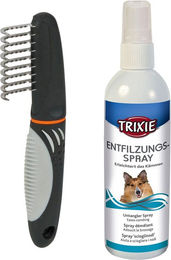 Produktbild von Trixie Fell-Entfilzer für Hunde und Katzen mit Entfilzungsspray in Weiß