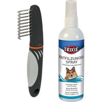 Produktbild von Trixie Fell-Entfilzer für Hunde und Katzen mit Entfilzungsspray in Weiß