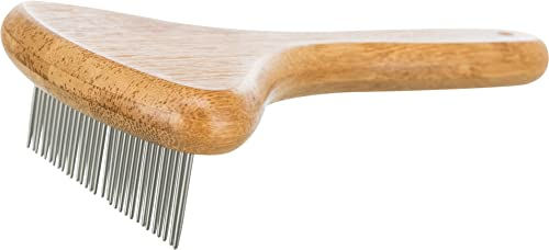 Trixie Fellentwirrer Bürste für Kurzhaar Tiere aus Bambus und Metall in Beige Natur – Bild 1 von 3