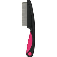 Produktbild von Trixie Floh- und Staubkamm für Katzen aus Kunststoff in Schwarz/Rosa 15 cm
