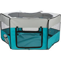 Produktbild von Trixie Freilauf Faltbox für Kaninchen und Hunde aus Polyester mit Netz und Boden in Türkis/Grau ø 150 x 65 cm