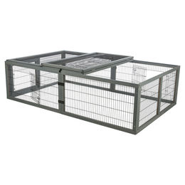 Produktbild von Trixie Freilaufgehege aus Holz mit Abdeckung grau für Meerschweinchen und Kaninchen