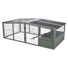 Produktbild von Trixie Freilaufgehege XL aus Holz mit Abdeckung für Kaninchen und Meerschweinchen Grau