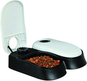 Trixie Futterautomat TX2 programmierbarer Doppel-Futterspender für Hunde und Katzen 2 x 0,3 l Weiß - 0,3 l – Bild 1 von 9
