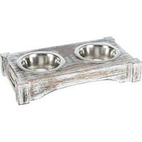 Produktbild von Trixie Futternapf Set aus Edelstahl und Holz für Hunde 2 x 0,45 l - 2 x 0,45 l