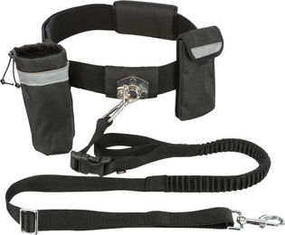 Trixie Handsfree Joggingleine mit Bauchgurt aus Nylon für große Hunde in Schwarz – Bild 1 von 9