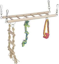 Trixie Hängebrücke mit Kletterseil aus Holz für Hamster und Mäuse 29 x 25 x 9 cm – Bild 1 von 6