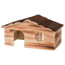Trixie Haus Ragna Kleintierhaus aus Rindenholz und Flammholz für Kaninchen und Meerschweinchen mit 2 Ausgängen 43 x 22 x 25 cm – Bild 1 von 6