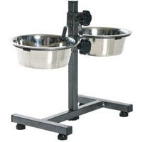 Produktbild von Trixie Höhenverstellbare Hundebar mit 2 Edelstahlnäpfen 1,8l Silber - 1,8 l