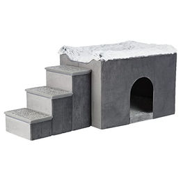 Trixie Höhle Harvey mit Treppe und Beistellbett für mittlere Hunderassen in Grau/Weiß-Schwarz – Bild 1 von 13