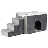Produktbild von Trixie Höhle Harvey mit Treppe und Beistellbett für mittlere Hunderassen in Grau/Weiß-Schwarz