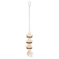 Produktbild von Trixie Holzspielzeug mit Kette und Tau für Großsittiche und Papageien bunt 30 cm