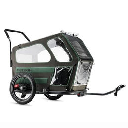TRIXIE Hundeanhänger DOG M Fahrradanhänger für Hunde in Grün mit Aluminiumgestell und wasserabweisendem Material – Bild 1 von 6