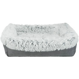 Trixie Hundebett Harvey eckig aus Plüsch grau weiß schwarz 80 x 65 cm – Bild 1 von 3